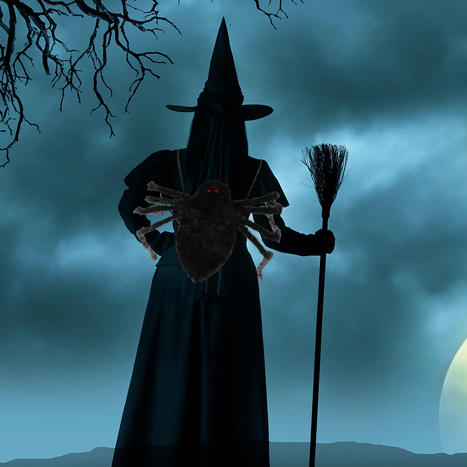 

SHERCHPRY Spider Backpack Kids Halloween Candy Storage Bag Black Cloth Back Decoration for Children