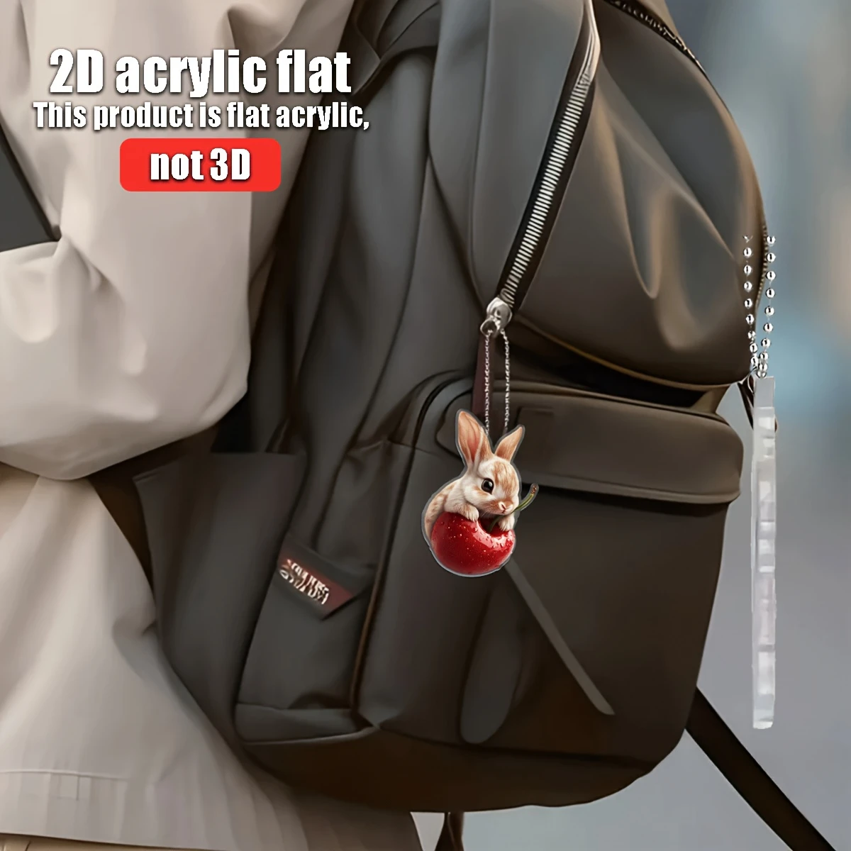 Pack of 5 2D Flat Designs, the Patterns Include Rabbit and Cherry Blossom Elements These Flat Simulation Materials Can Be Used in Areas Such as Car Decoration, Fun Home Decor, Backpack Decoration, and Keychain Making, Making Them Ideal as Gift Items. Acrylic Material
