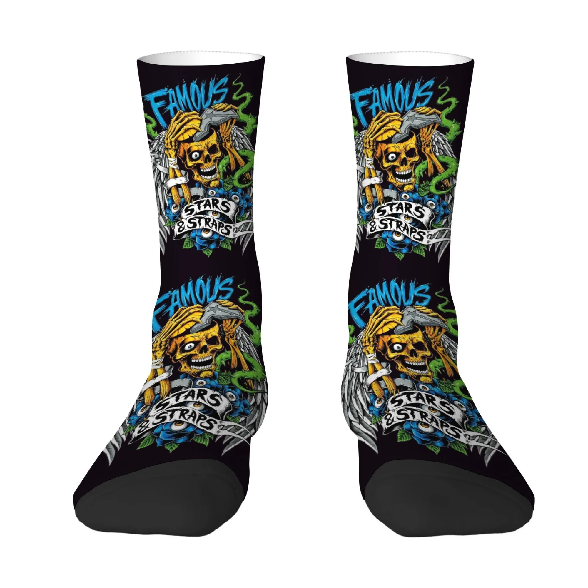 

Funny Dark Gothic Style Skull Print Men's Mid-calf Socks Street Rebellious and Crazy Party Socks Comfortable and Soft Socks