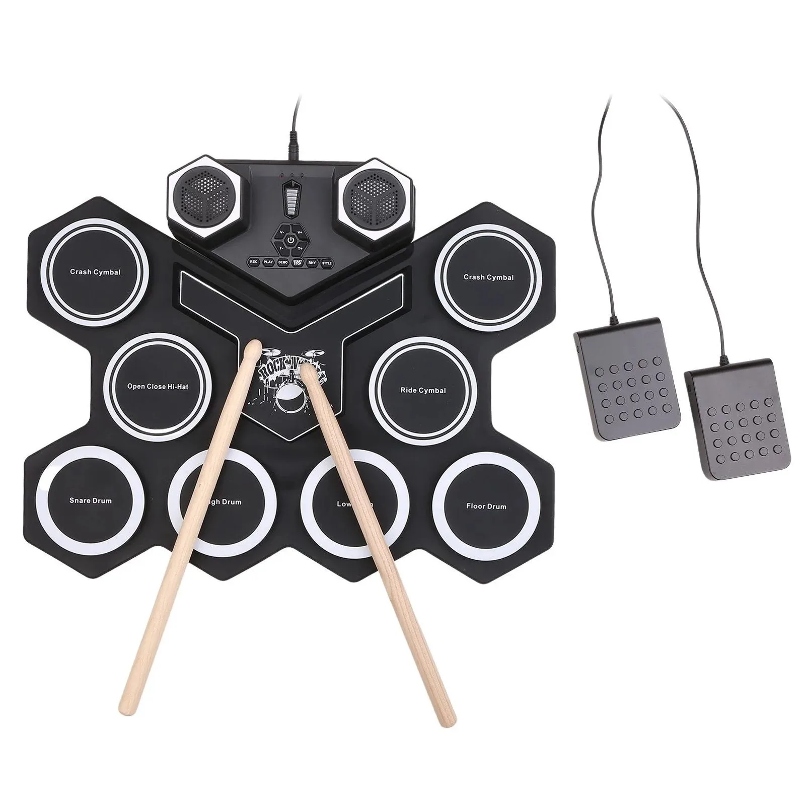 Bluetooth Dual Speaker Hand Roll USB Electronic Drum Portable Drum Kit Practice