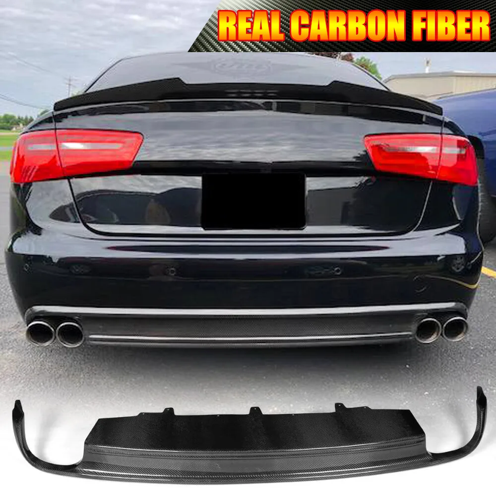 For Audi A6 S6 Sedan Standard Bumper 2013-2015 Real Carbon Fiber Rear Diffuser Spoiler Car Accessories