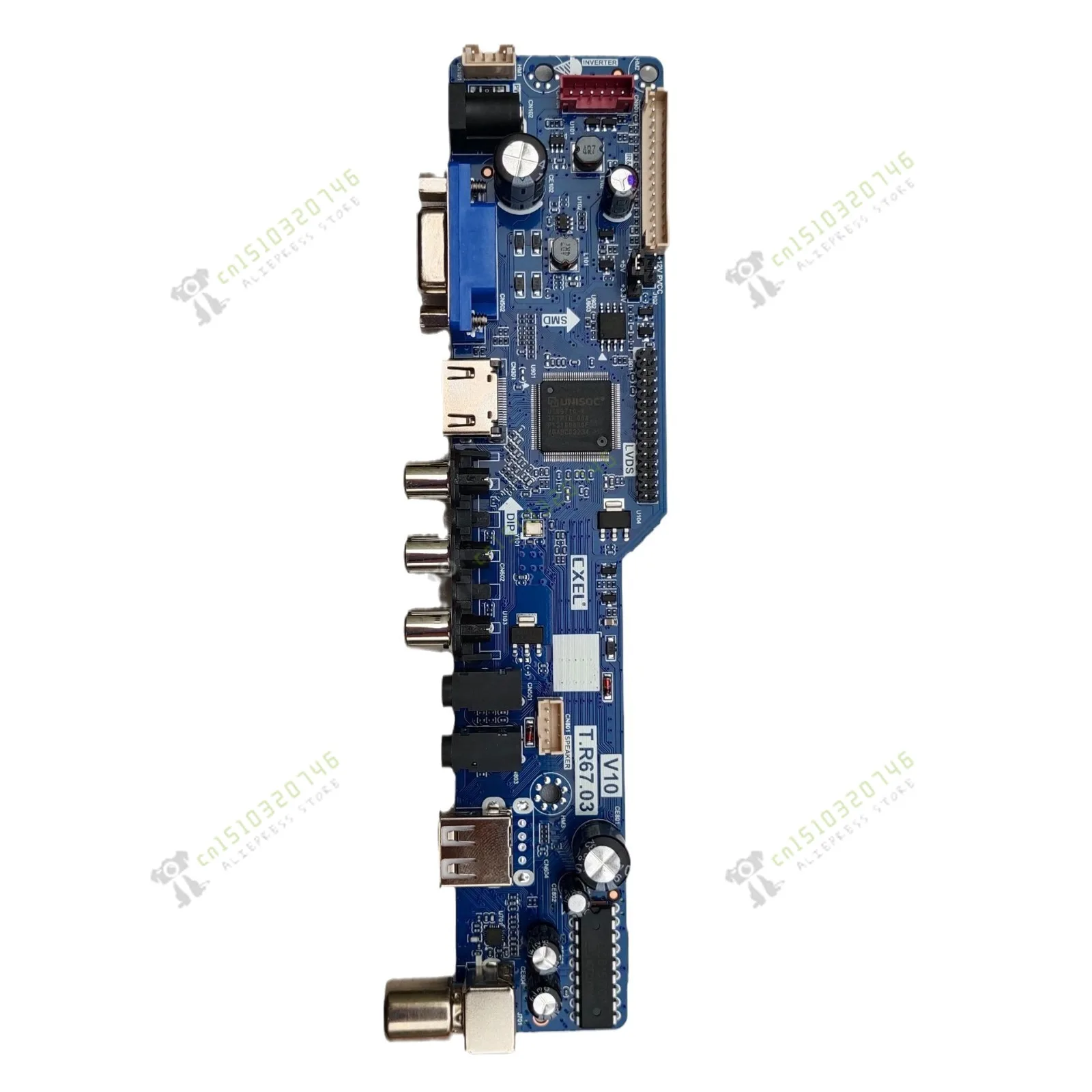 Brand new small LCD TV universal motherboard T R67.03 screen power supply 3.3V5V12V remote control switching software