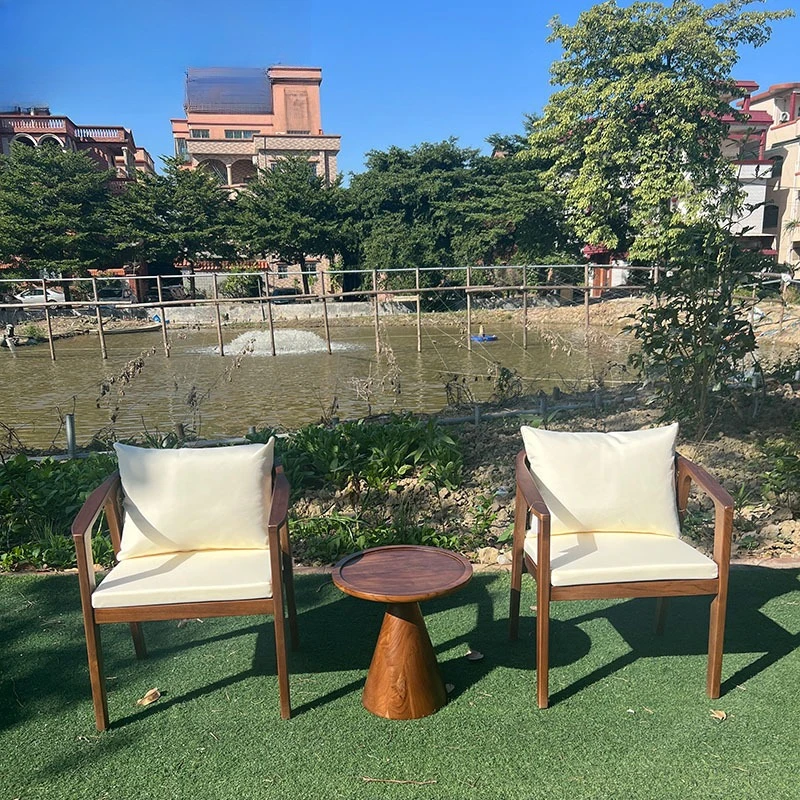 

Outdoor modern solid wood courtyard party leisure multi-person table and chair villa hotel garden outdoor waterproof