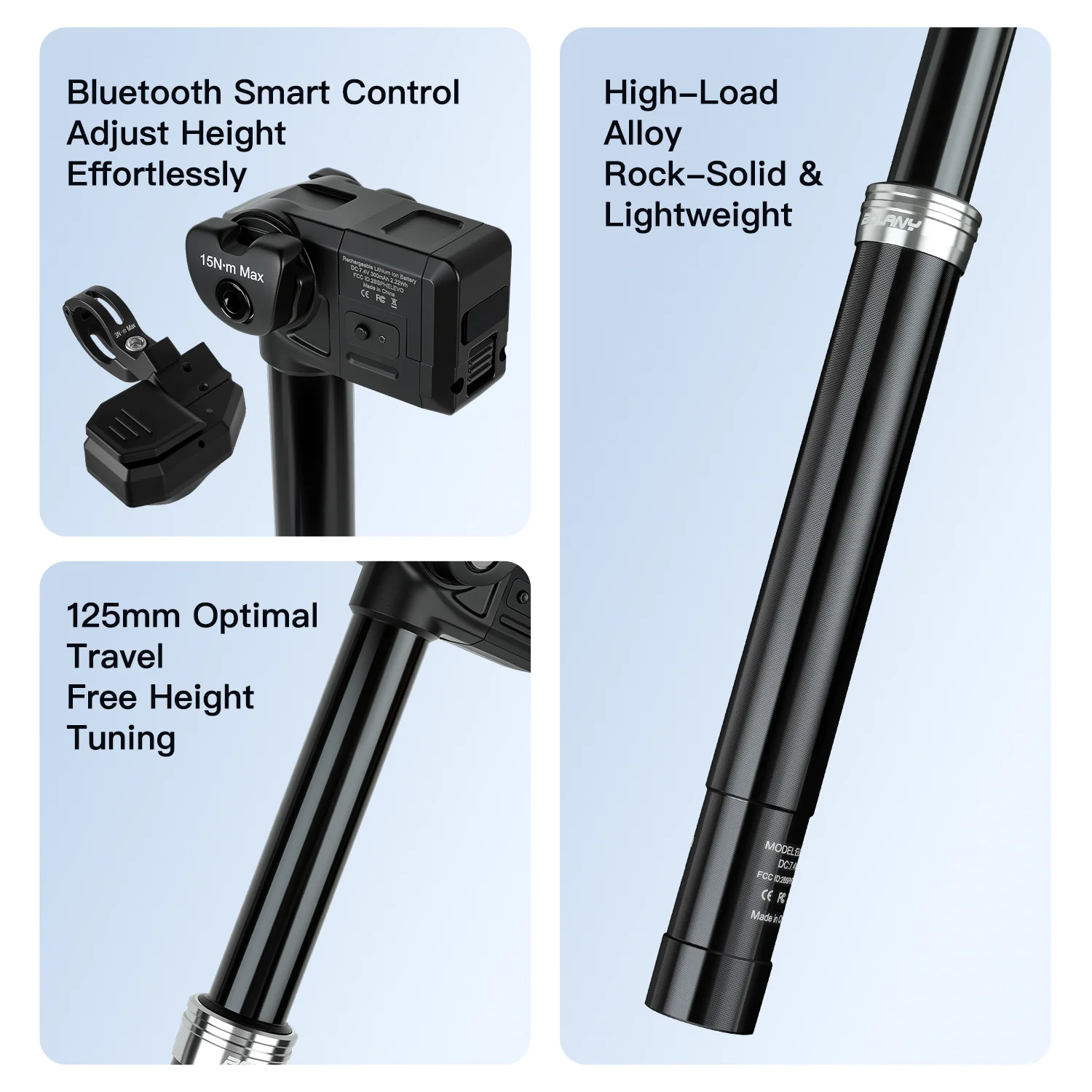 BOLANY MTB Wireless Smart Dropper Seatpost 31.6mm IP67 Dustproof Waterproof Bluetooth connection Rapid response Bike Post