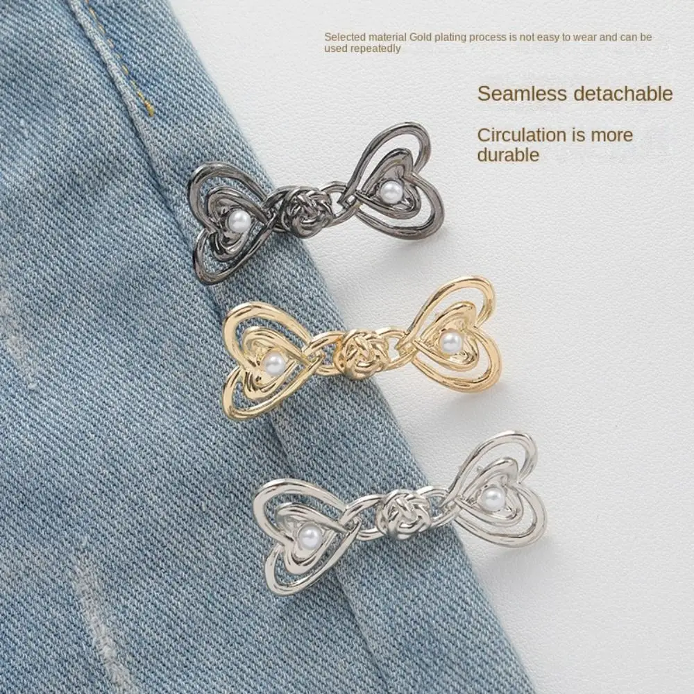 Durable Rabbit Jeans Buttons Replacement Four-pointed Star Heart Shape No-Sewing Metal Button Waist Adjust Reusable Repair Kit