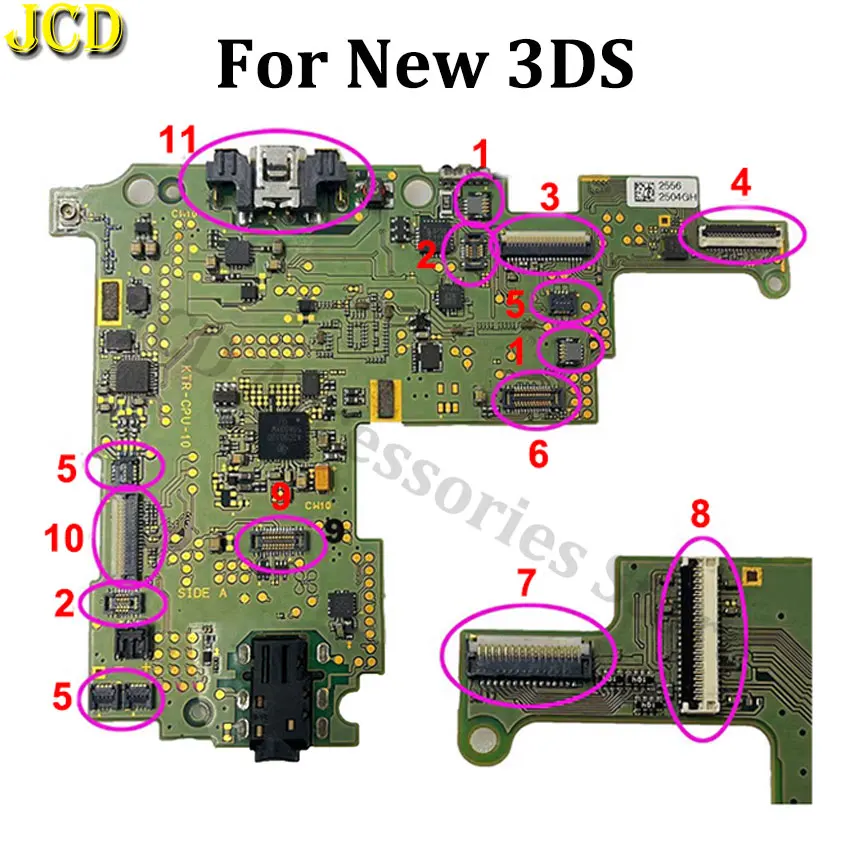 

Motherboard Charging Port Analog Joystick Touch Top/Bottom LCD Card Slot Horn L R Cable Socket FPC Connector For New 3DS Console