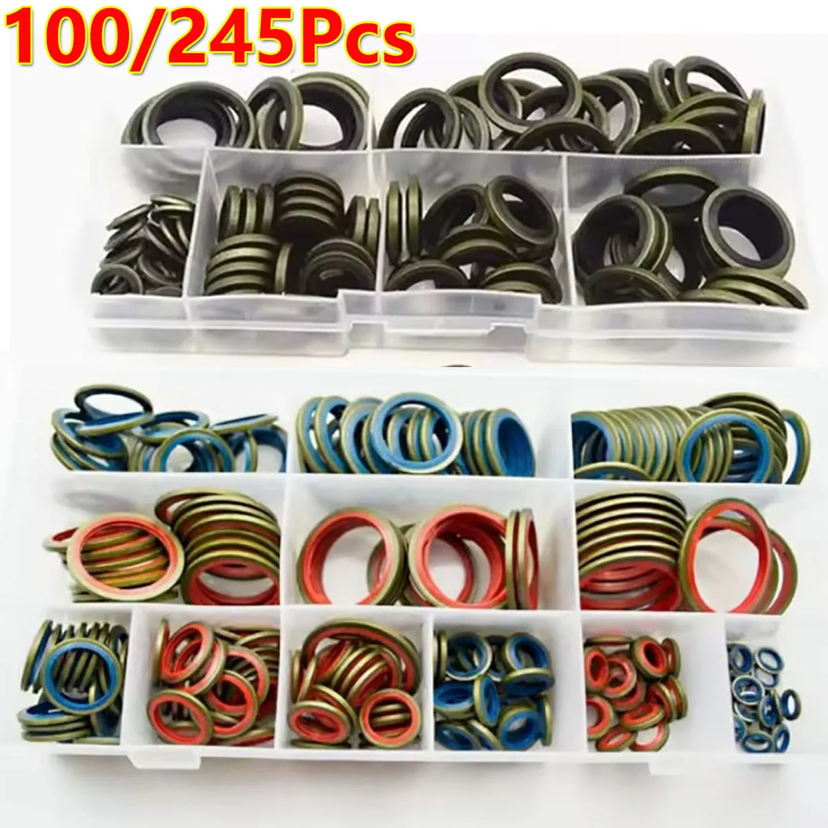 100/245Pcs Sealing Gasket Set Oil Drain Combined Washer Seal Set Rubber Oil Pipe M6 M8 M10 M12 M14 M16 M18 M20 M22 M24 M27 M30