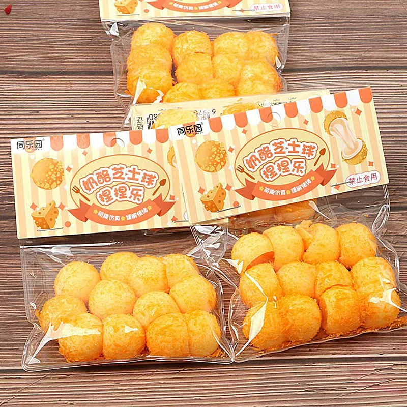 1PC Imitation Food Gift Breadcrumbs Cheese Cheese Fans Your Small Steamed Buns Decompression Squeezing Fingertip  Toys