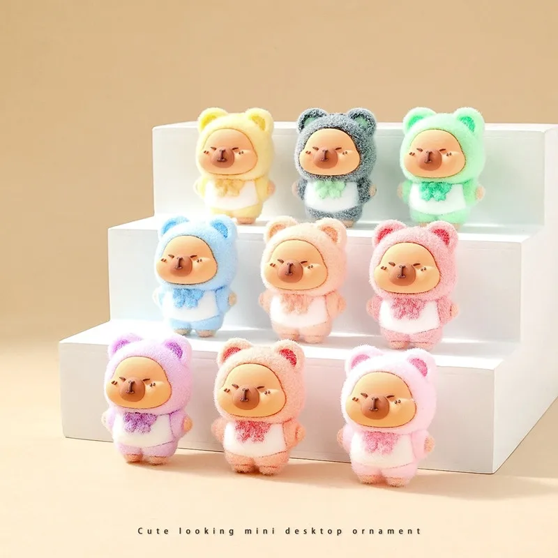 

Blind box Capybara Lovely Anime Flocked Diy Action Figure Decorative Pendant Desktop Kawaii Dolls Car Ornaments Toy Gift