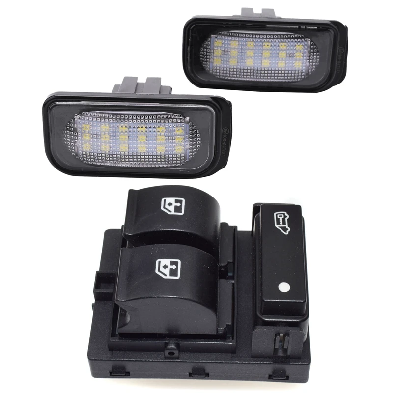 3 Pcs Car Accessories: 2 Pcs No Error License Plate Light Base & 1 Pcs Window Triple Control Switch