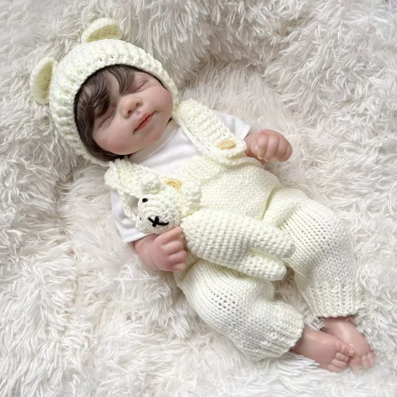 パスカル 19インチ スリーピング フルビニールボディ リボーンドール 本物そっくりの新生児 多層塗装 3Dスキン 手植えの髪