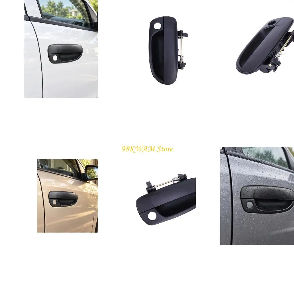 Exterior Door Handle for 1999-2006 Accent, Matching 82660-25000 and 8266025000 with Black Textured Finish, Round 68UF