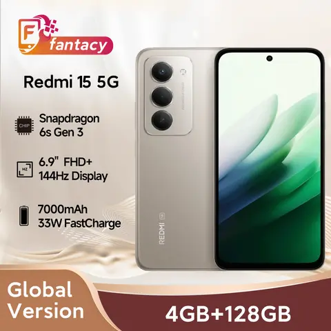 Redmi 15 5G Global Version Smartphone 6.9" 144Hz Display 7000mAh Battery 50MP 33W Fastcharge Snapdragon 6s Gen 3 NFC
