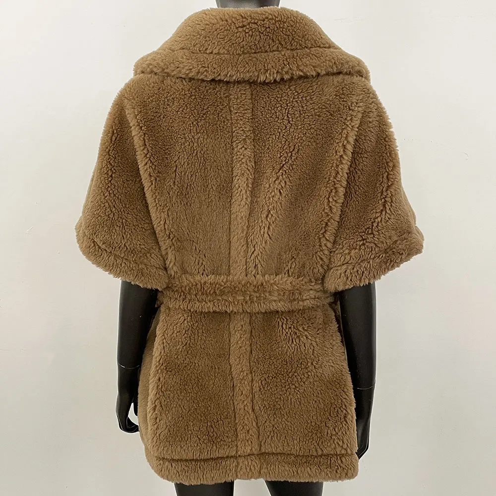 OFTBUY 2025 Dame Wollen Jas Korte Teddy Vest Jas Vrouwen Vest Gilet Bont Vest Oversize Mouwloos Bont Vest Vrouwen Bontjas