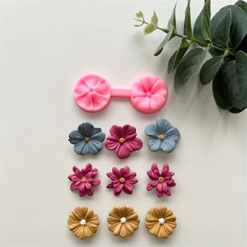 1 piece of flower press silicone mold polymer clay mold micro cutter flower rose earring pendant production polymer clay process