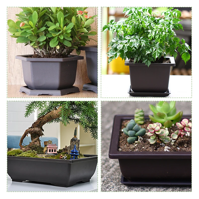 1Pc imitacja fioletowego piasku roślina doniczkowa taca plastikowa kwadratowa/prostokątna/sześciokątna taca na doniczki miska Bonsai balkon wystrój