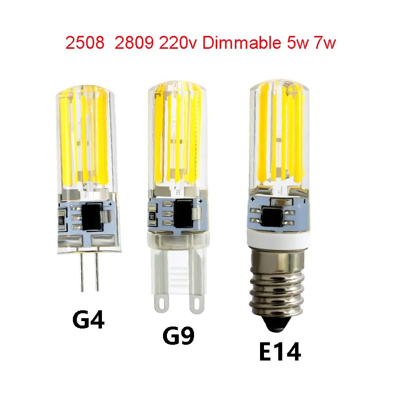 

50pcs G4 G9 E14 LED Bulb Dimmable 220v 2508 2809 5W 7W Crystal Chandelier replace 50w 70w Halogen Reading Bedroom Living Lamp