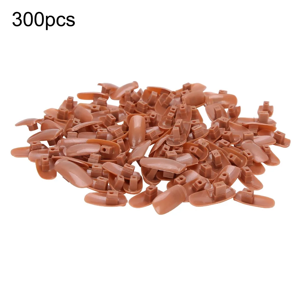 

300pcs Acrylic Material Acrylic Nail Practice Fingers Flexible Design Brown Color Nail Practice Hand Patch Head ABS Material