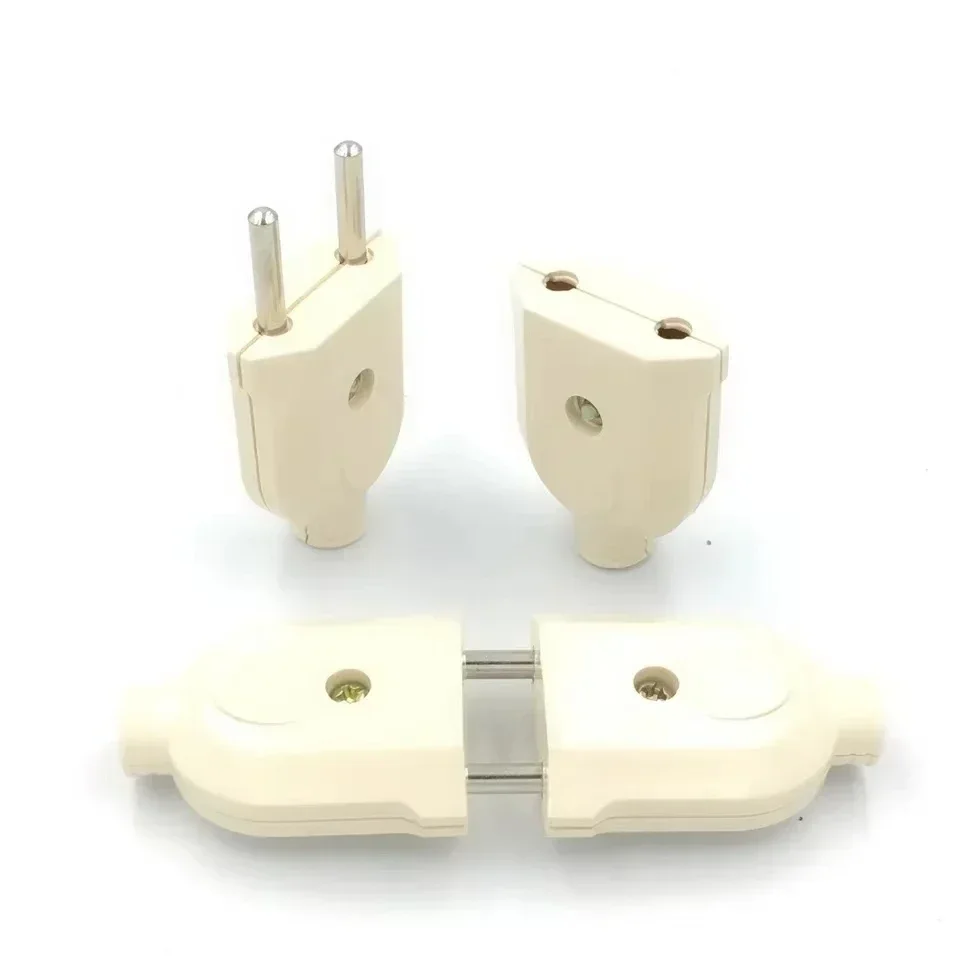 Adaptador de enchufe de cableado de montaje europeo, enchufe de repuesto macho y hembra de CA de 2 pines, Conector de cable de extensión, 10A