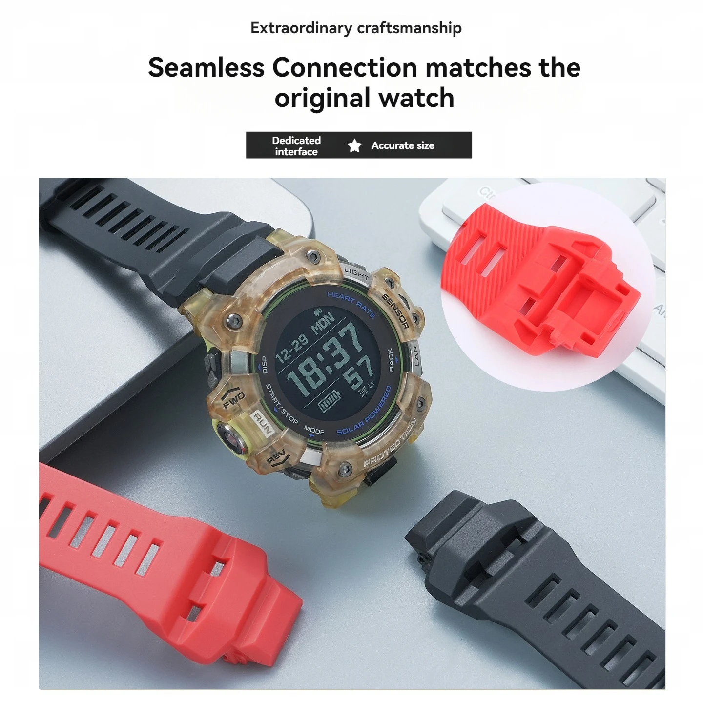 For Casio G-SHOCK Series 3475 Cat Man GBD H1000 GBD-H1000 Replacement Resin Silicone Rubber Watch Strap Waterproof Watchband view 3