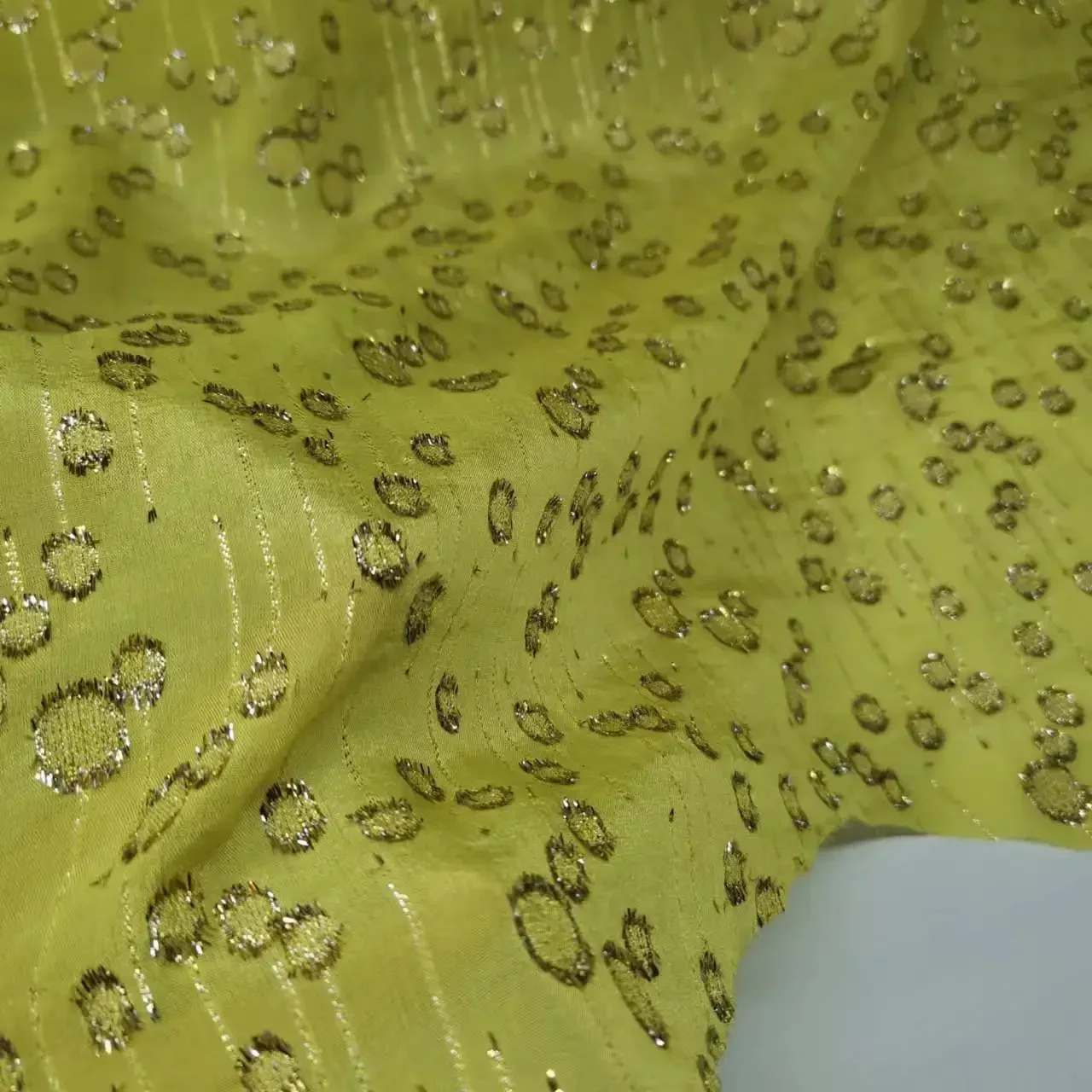 Brocade Mulberry Silk Fabric Metallic Georgette Saree Somali Dirac Sewing Material