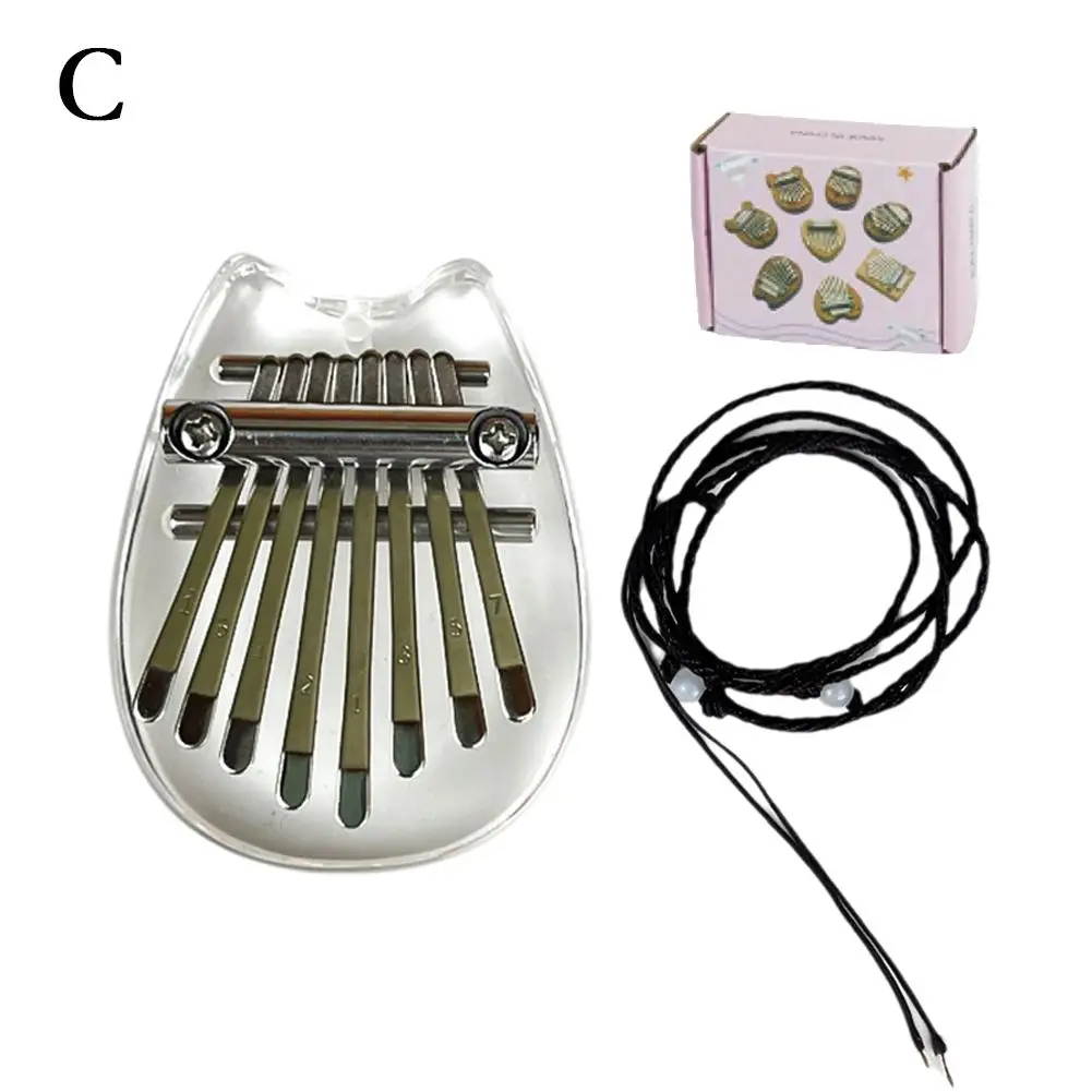 Mini Thumb Piano 8 Tone Portable Wood Kalimba Crystal Transparent Finger Piano For Beginner Musical Instrument X5I4