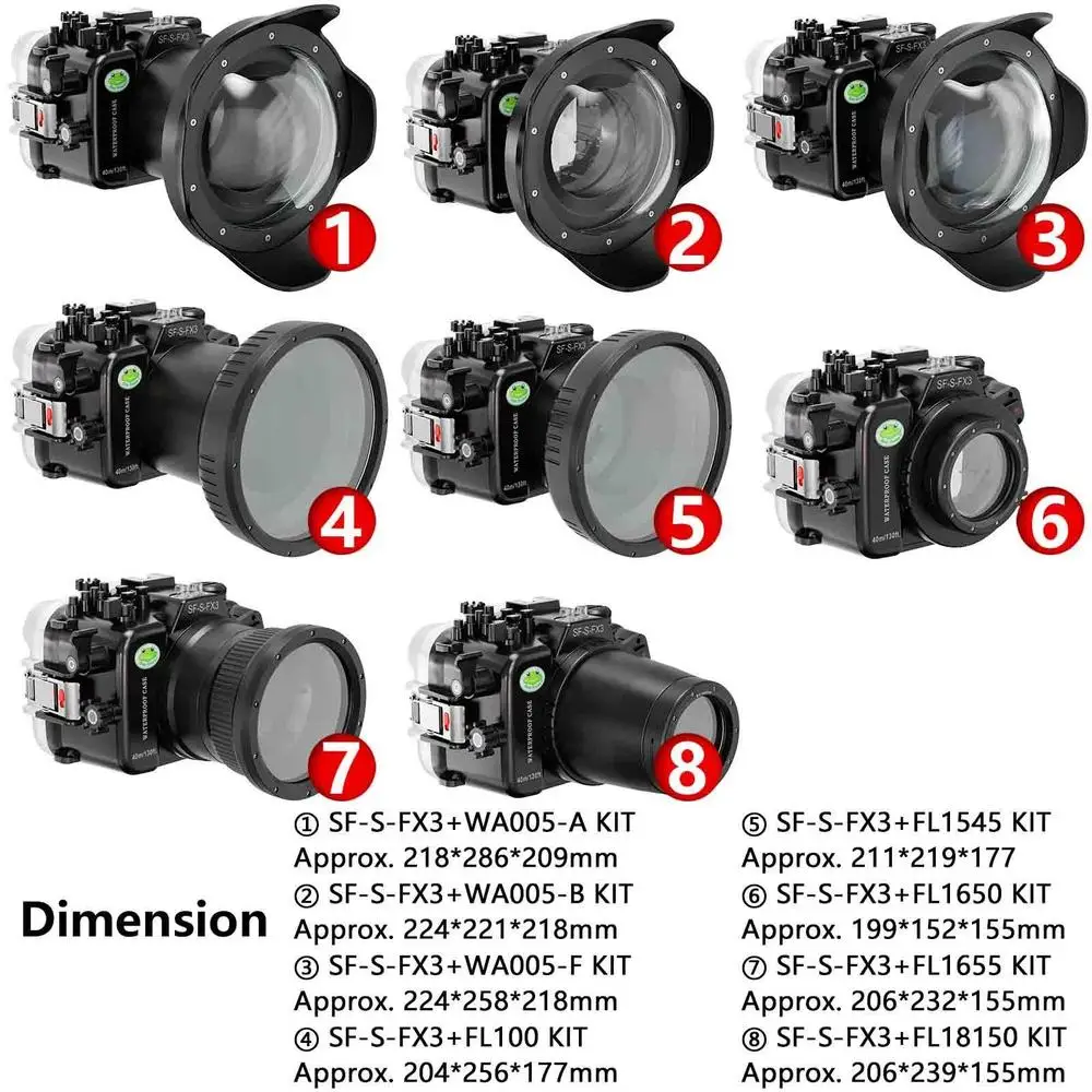 Seafrogs 40M/130FT Underwater Housing Waterproof Case Scuba Diving Housing for Sony FX3 with 16-35mm F2.8,24-105mm F4 G