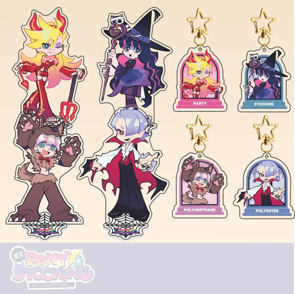 New Panty and Stocking with Garterbelt Acrylic Keychain, Halloween Ver Panty Anime Keyring, Bag Pendant, 2026 New Merchandise