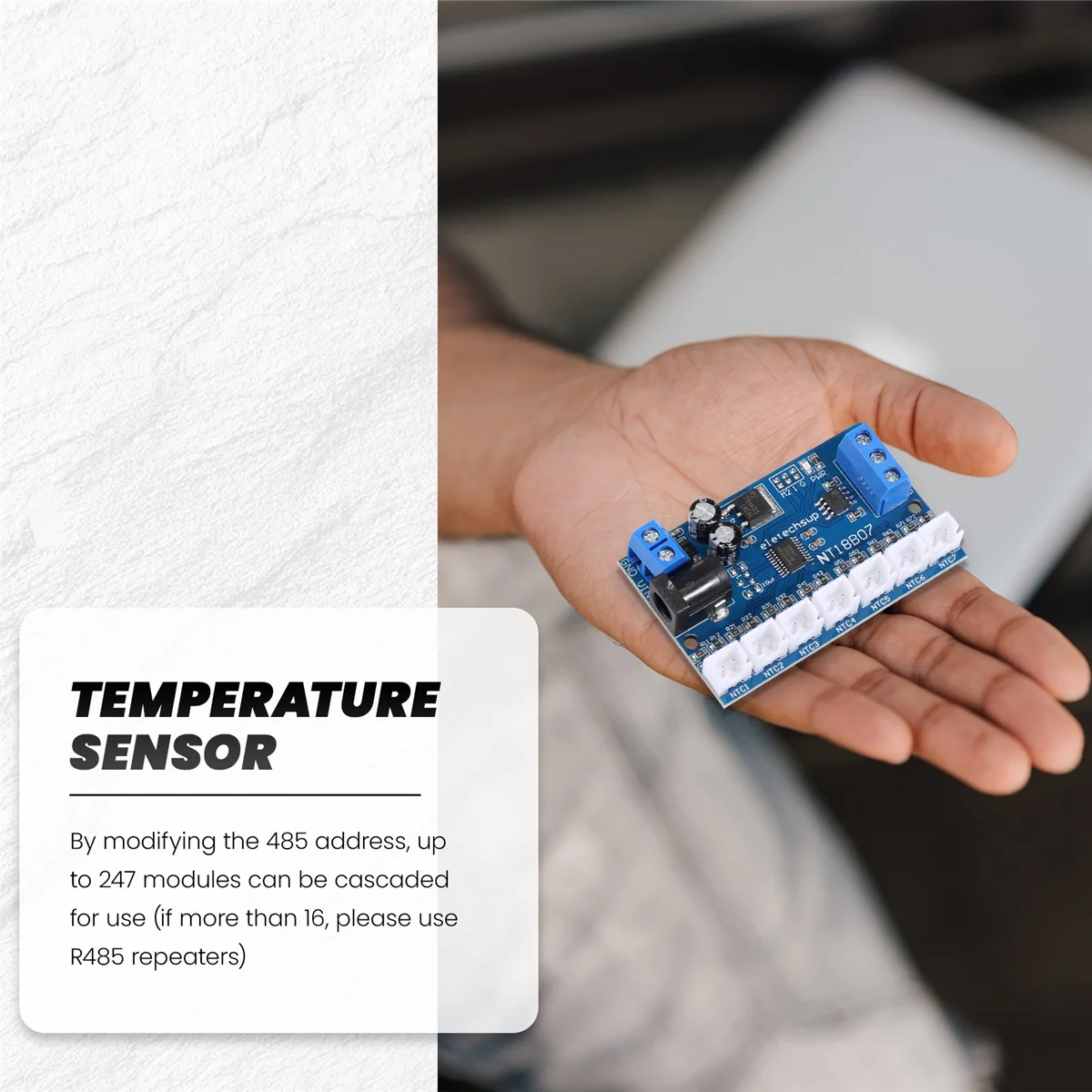 AA84 7 Channel RS485 NTC Temperature Sensor Measurement MODBUS RTU Paperless Recorder PLC NT18B07