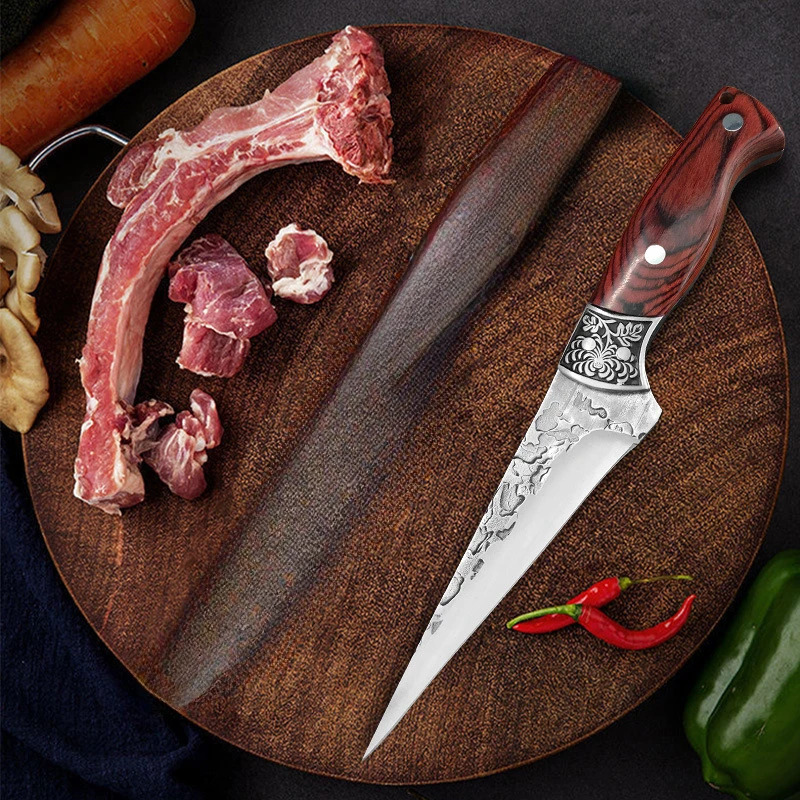 Professional Chef Knife Kitchen Boning Knife Wooden Handle Hand Forged Knife Meat Cleaver Stainless Steel Butcher Knife