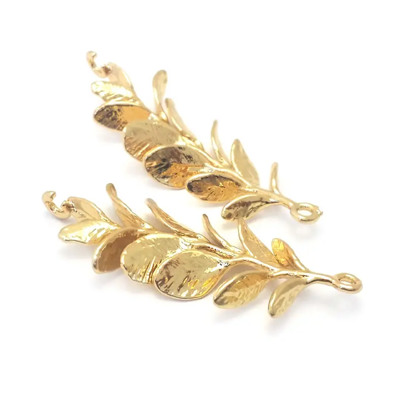 18K Gold Color Brass Tree Leaf Leaves Charms Pendants High Quality Diy Jewelry Making Earrings Accessories for Women