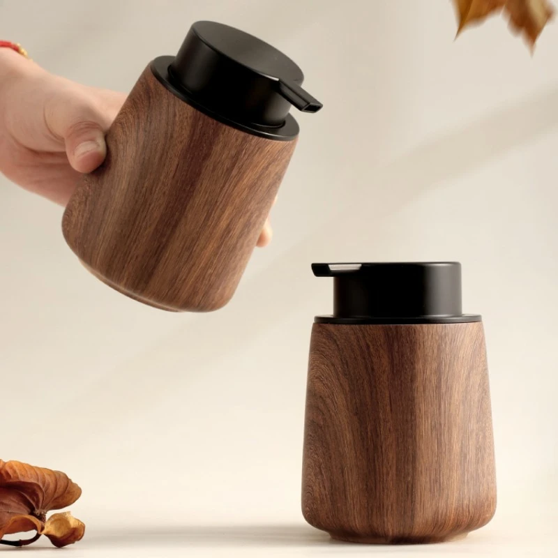 

Dispenser Walnut Wood Grain Hand Soap Foaming Bottle Shampoo Dispenser Pressure Type Foam Bottle Kitchen Accessories Bathroom