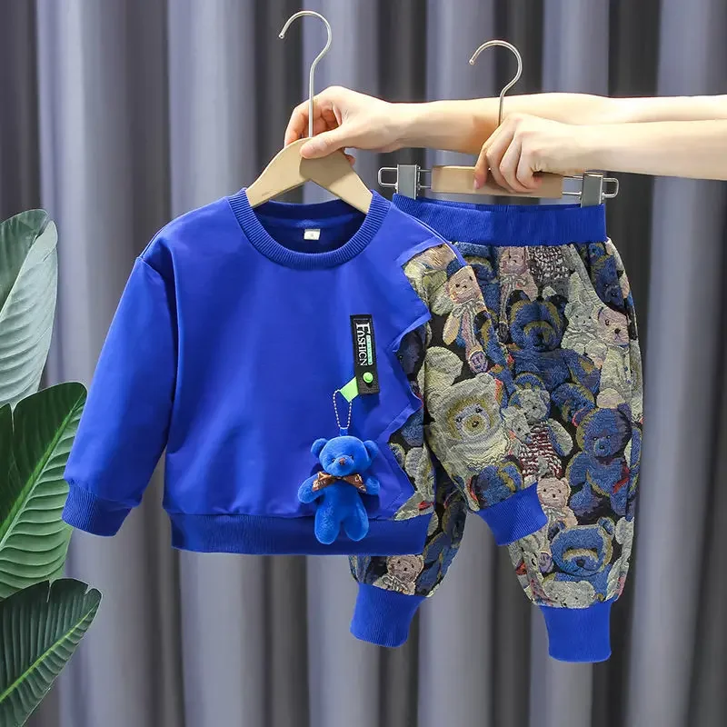 

Children Clothing Set Spring and Autumn 2 to 10Y Boys Long Sleeved Sweaters and Cartoon Pants 2-piece Kids Casual Sports Set