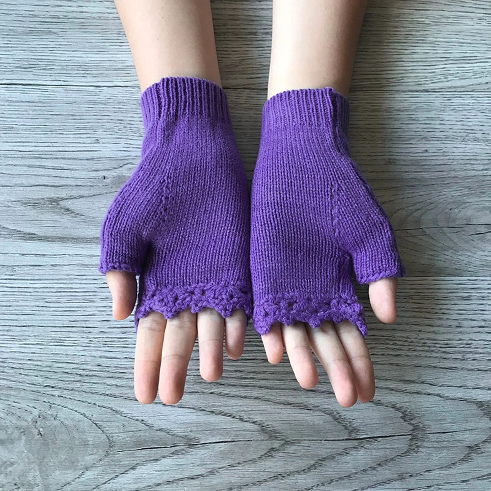 Gants de broderie florale sans doigts pour femmes, mitaines d'épissure, coton, filles, hiver