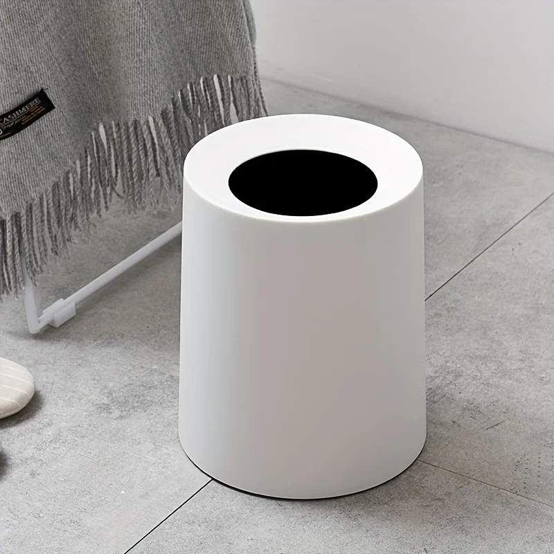 1 Round Plastic Trash Can Modern Style Simple Trash Can with Removable Lining Bathroom Bedroom Office Accessories Trash Can