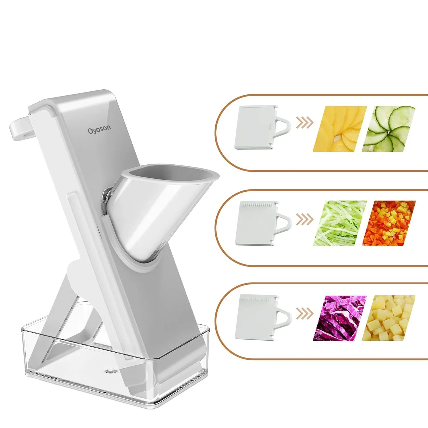 Oyoson Universal Vegetable Multi functional Slicer Set, Light Grey, 1 Piece