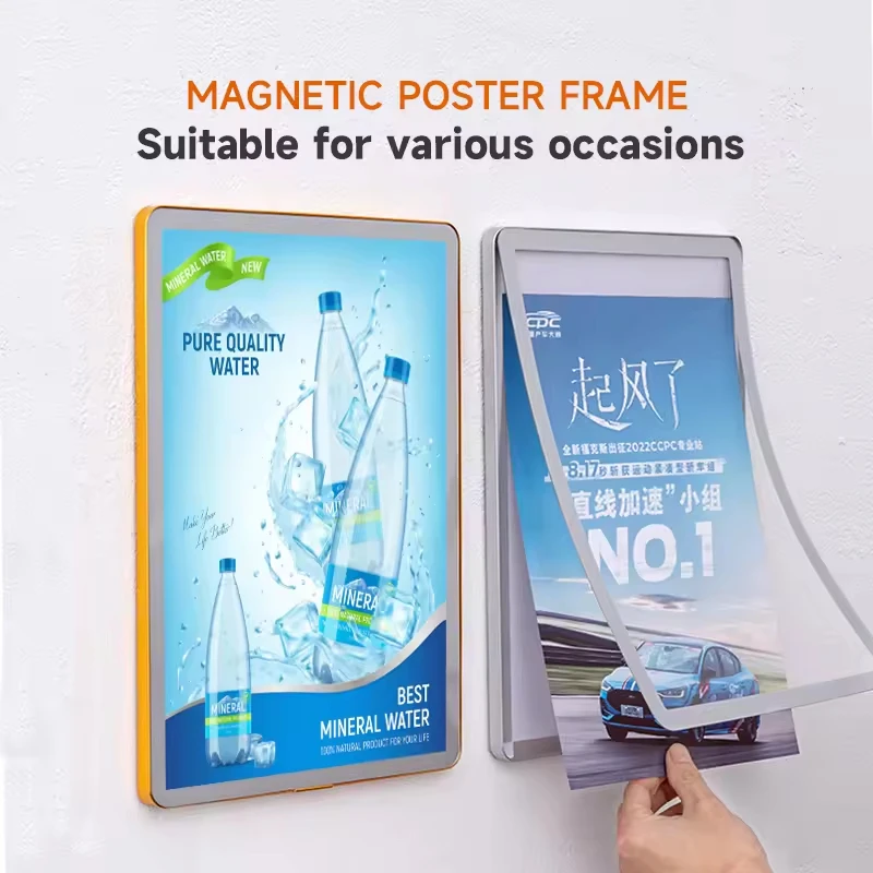 LED Magnetic Light Box Poster Display Tempered Glass Advertising Light Box Menu Board For Restaurant Wall Mounted Billboards