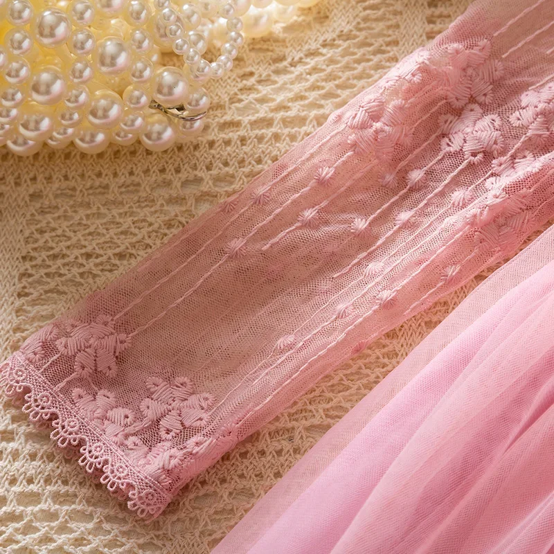 2026 ربيع جديد 0-3Y طفلة فستان الأميرة الدانتيل كم طويل تول الكرة ثوب لحفلة عيد ميلاد ملابس الأطفال #5