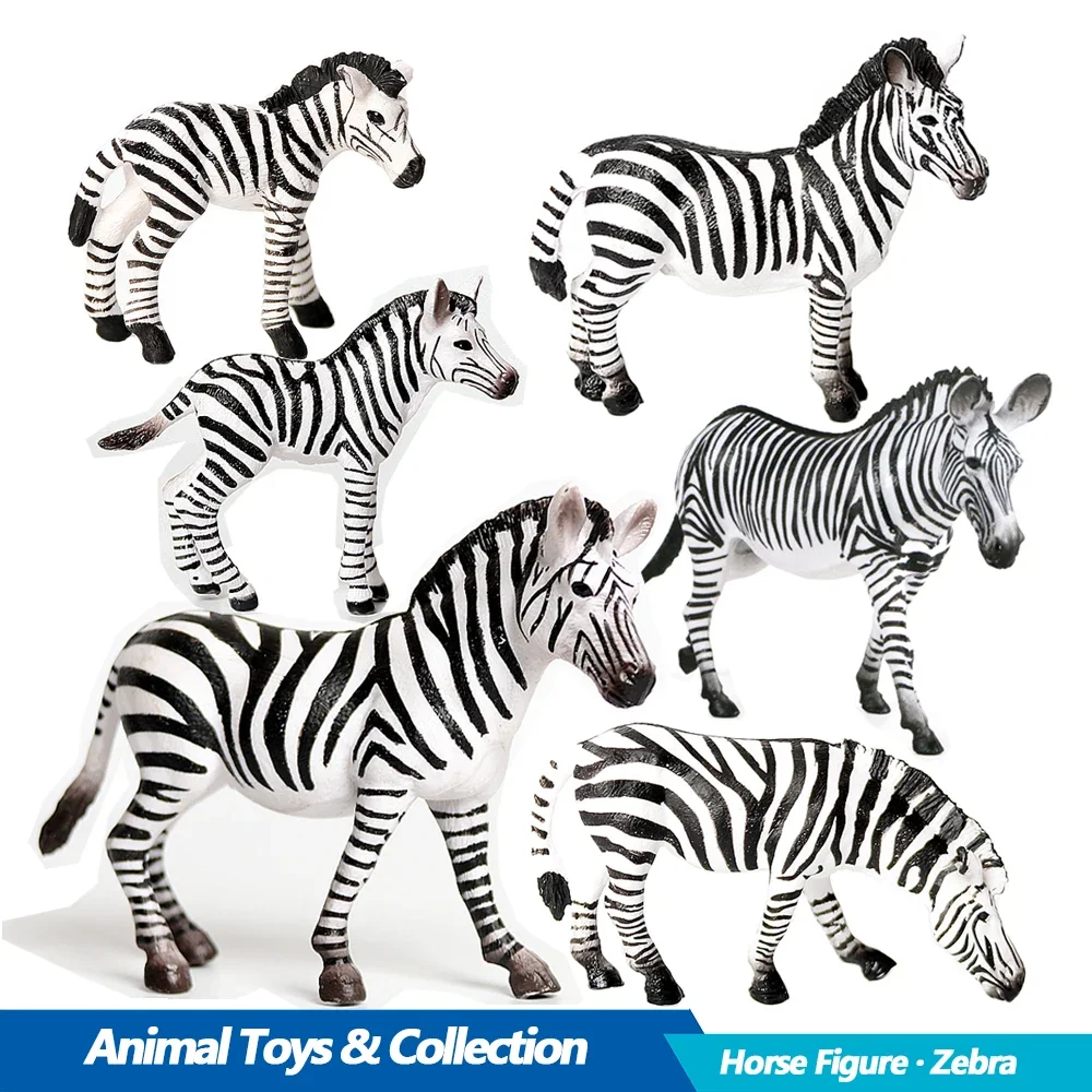 Figura de cebra bebé cebra miniatura modelo de plástico juguete caballos figura de acción figuras de animales de la selva juguetes para niños juegos regalos para niños