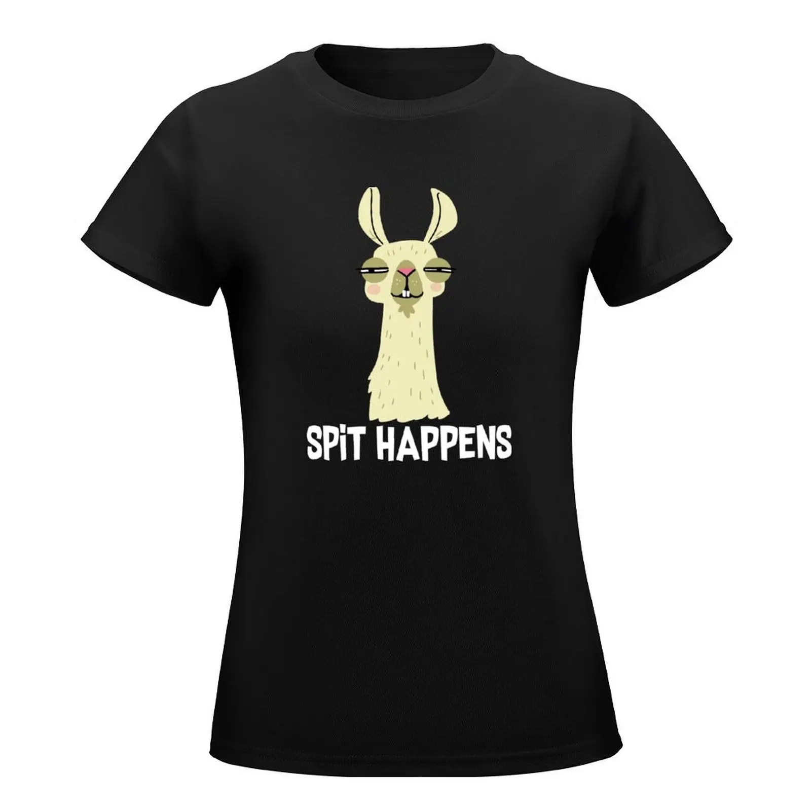 Llama Spit Happens T-Shirt Blouse graphics korean fashion cat shirts for Women