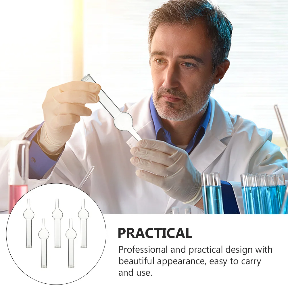 

5Pcs Drying Tubes Single Ball Transparent Glass Structure for Physical Experiment Chemistry School Science Teaching