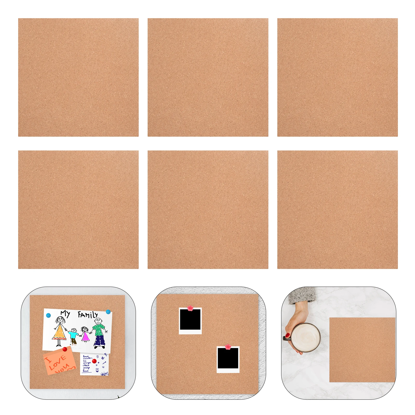 

8Pcs Durable DIY Cork Board Square Blocks Anti-Slip Office Reminder Display Bulletin Board