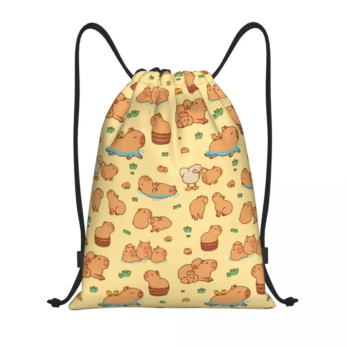 Custom Cute Capybaras Pattern Drawstring Bag Men Women Lightweight Sports Gym Storage Backpack