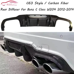 W204 Real Carbon Fiber Diffuser Spoiler for Mercedes C Class W204 C180 C200 C260 C300 C63 AMG 2012 2013 2014 Rear Bumper Lip