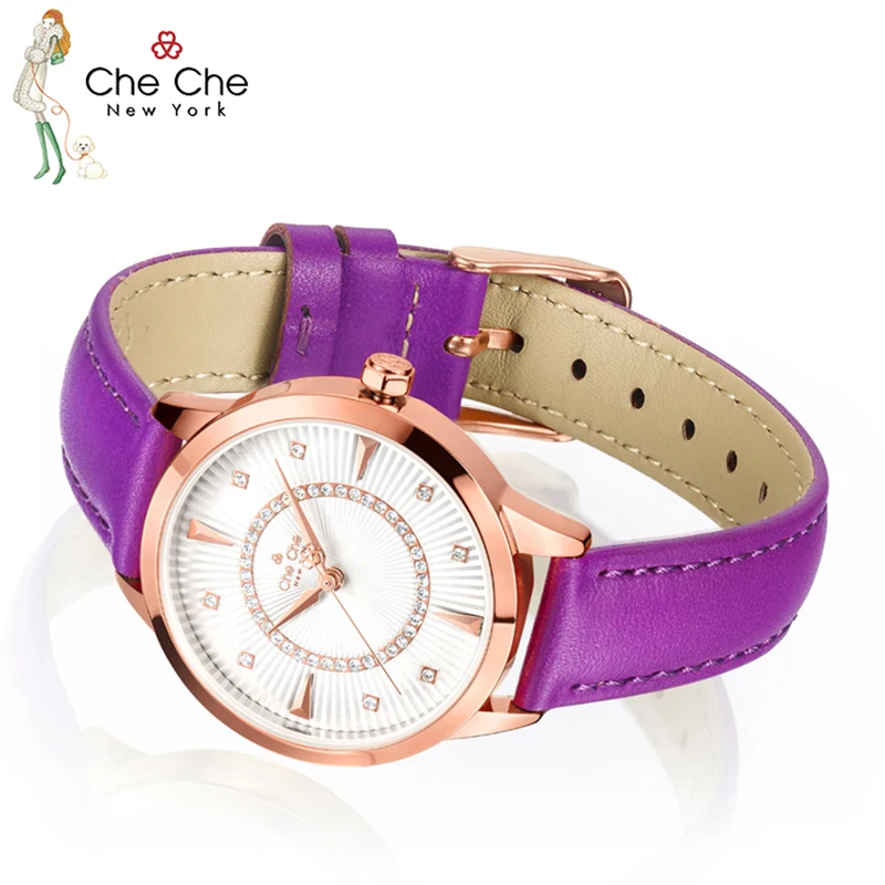 CHECHE Watch female genuine cherry gemstone light luxury temperament quartz tide elegant fashion simple thin send gift box CC038
