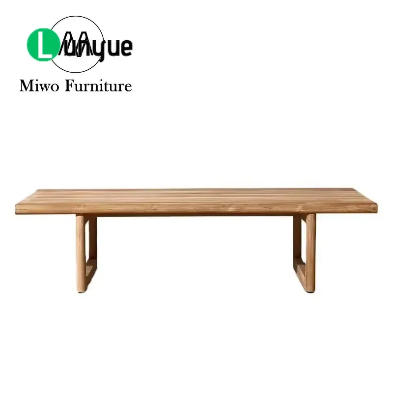 Modern Rectangular Teak Wood Coffee Table Set Waterproof Anti-Corrosion Outdoor Garden Patio Furniture Natural Leisure Side