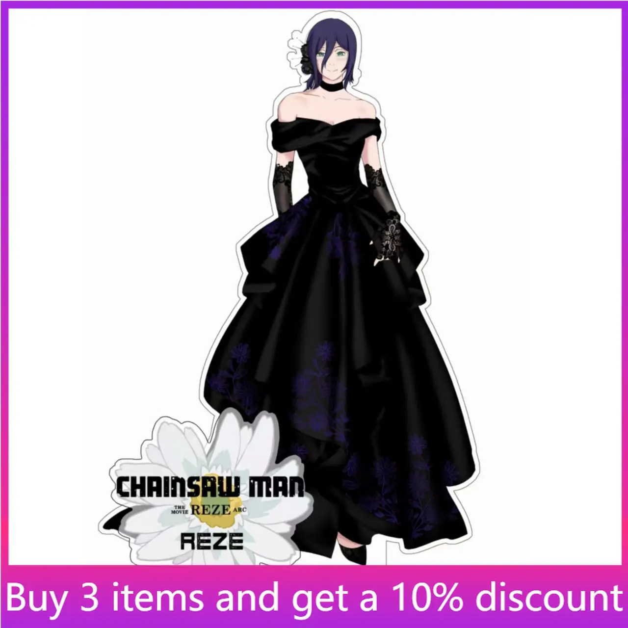 

Фигурка Рейзы из аниме «Человек-бензопила», романтическое вечернее платье, акриловая подставка, коллекционная игрушка для косплея, стоячая фигурка для мальчиков