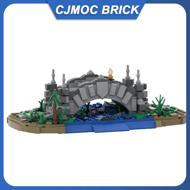 MOC Brug Bouwstenen Model Middeleeuwse Stenen Brug Architectuur Street View Bricks Montage Speelgoed Kinderen DIY Verjaardagscadeautjes