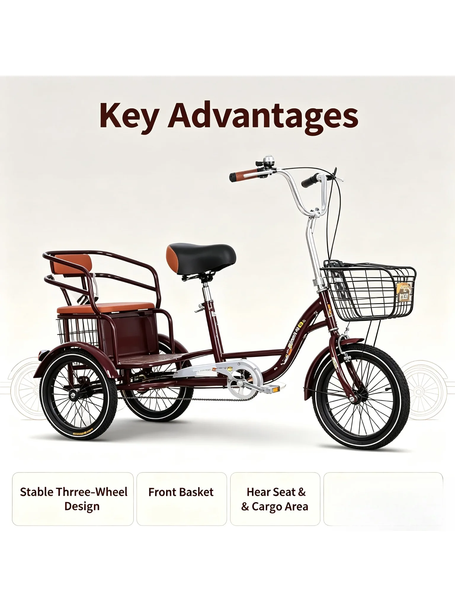 AliExpress NONE Lightweight Elderly Pedal Tricycle, Manual Self-propelled Three Wheel Bicycle, Small Human Powered Scooter for Seniors Daily