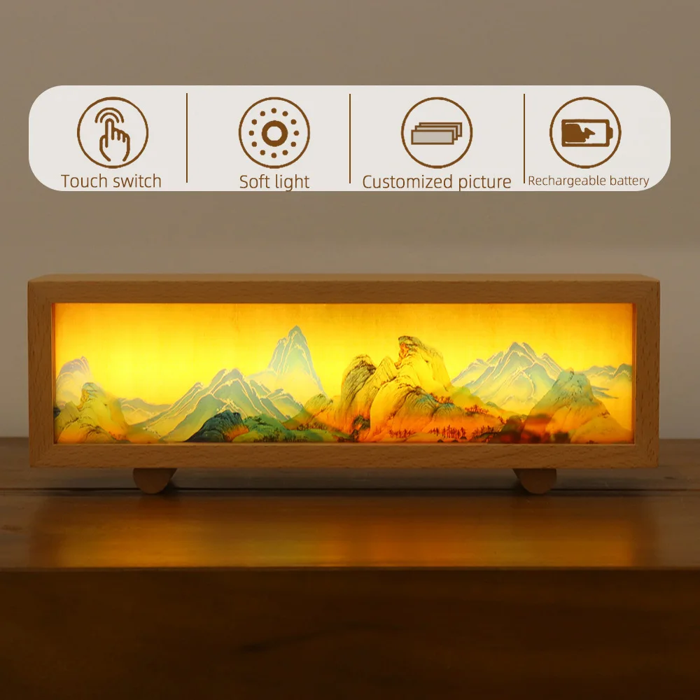 Creative Atmosphere Light Tap Night Lamp with Built-in Battery Acrylic Artwork Three-color light